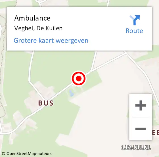 Locatie op kaart van de 112 melding: Ambulance Veghel, De Kuilen op 20 maart 2020 13:17
