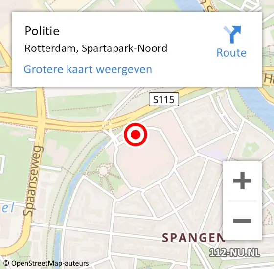 Locatie op kaart van de 112 melding: Politie Rotterdam, Spartapark-Noord op 20 maart 2020 17:03