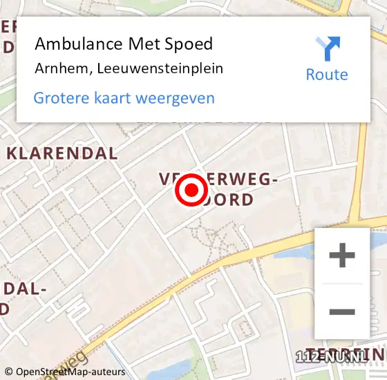 Locatie op kaart van de 112 melding: Ambulance Met Spoed Naar Arnhem, Leeuwensteinplein op 20 maart 2020 17:06