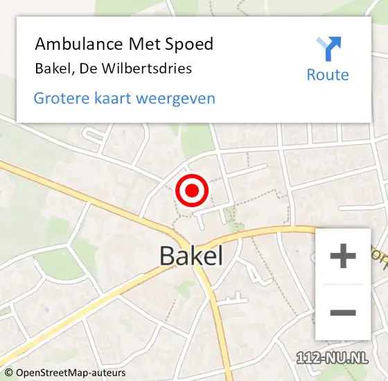 Locatie op kaart van de 112 melding: Ambulance Met Spoed Naar Bakel, De Wilbertsdries op 21 maart 2020 08:58