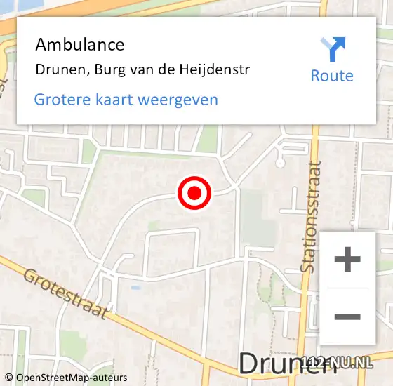 Locatie op kaart van de 112 melding: Ambulance Drunen, Burg van de Heijdenstr op 21 maart 2020 11:00