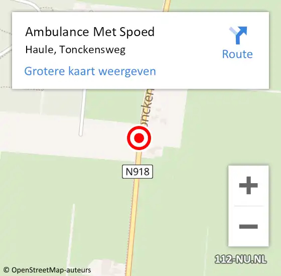 Locatie op kaart van de 112 melding: Ambulance Met Spoed Naar Haule, Tonckensweg op 21 maart 2020 12:34