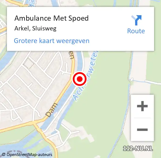 Locatie op kaart van de 112 melding: Ambulance Met Spoed Naar Arkel, Sluisweg op 21 maart 2020 13:49