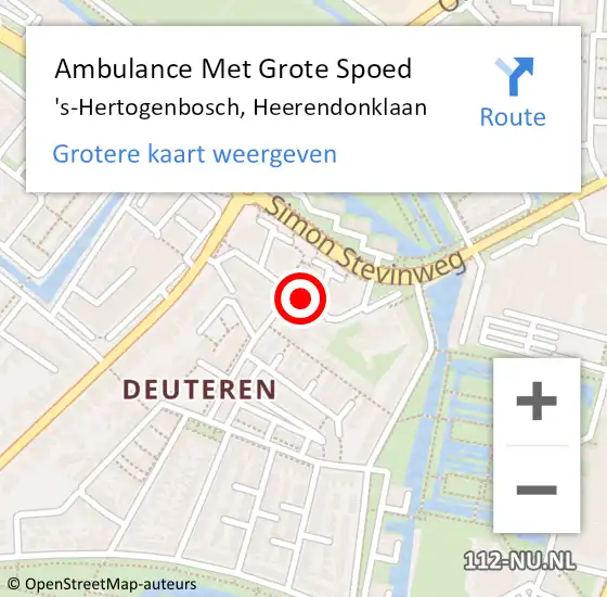 Locatie op kaart van de 112 melding: Ambulance Met Grote Spoed Naar 's-Hertogenbosch, Heerendonklaan op 21 maart 2020 14:01