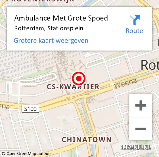 Locatie op kaart van de 112 melding: Ambulance Met Grote Spoed Naar Rotterdam, Stationsplein op 21 maart 2020 15:45