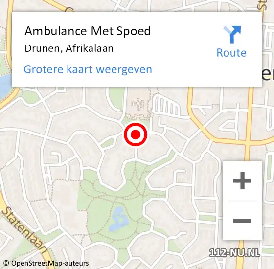 Locatie op kaart van de 112 melding: Ambulance Met Spoed Naar Drunen, Afrikalaan op 21 maart 2020 16:04