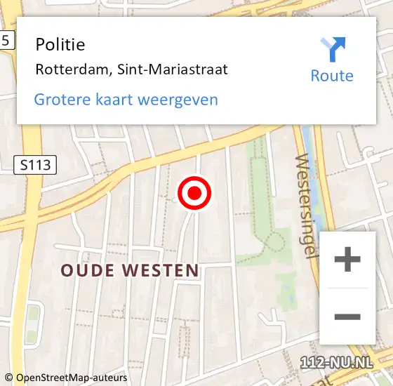Locatie op kaart van de 112 melding: Politie Rotterdam, Sint-Mariastraat op 21 maart 2020 16:11