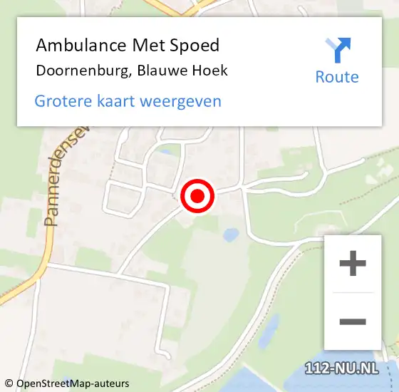 Locatie op kaart van de 112 melding: Ambulance Met Spoed Naar Doornenburg, Blauwe Hoek op 21 maart 2020 22:01