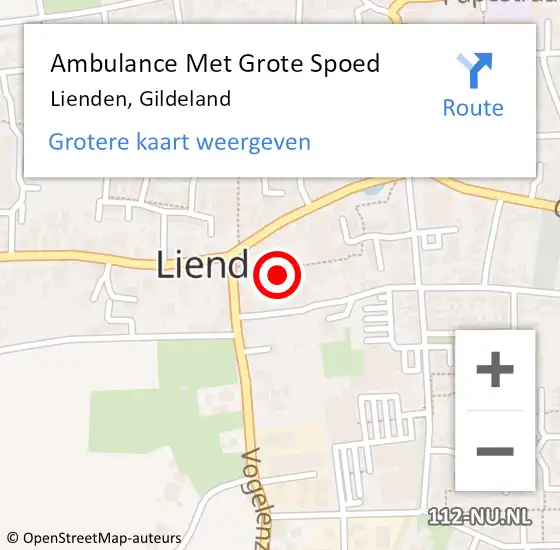 Locatie op kaart van de 112 melding: Ambulance Met Grote Spoed Naar Lienden, Gildeland op 1 mei 2014 23:12