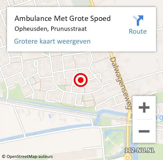 Locatie op kaart van de 112 melding: Ambulance Met Grote Spoed Naar Opheusden, Prunusstraat op 22 maart 2020 05:21