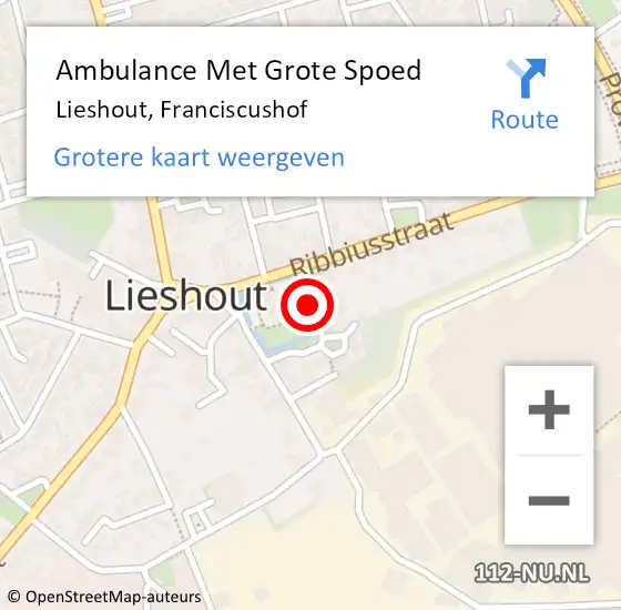 Locatie op kaart van de 112 melding: Ambulance Met Grote Spoed Naar Lieshout, Franciscushof op 22 maart 2020 08:39