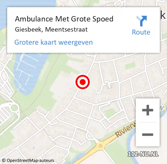 Locatie op kaart van de 112 melding: Ambulance Met Grote Spoed Naar Giesbeek, Meentsestraat op 22 maart 2020 08:59