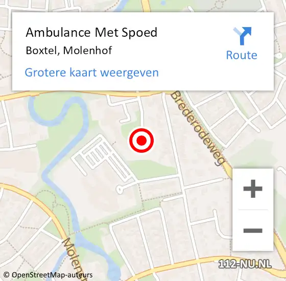 Locatie op kaart van de 112 melding: Ambulance Met Spoed Naar Boxtel, Molenhof op 22 maart 2020 16:18