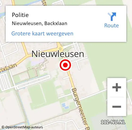 Locatie op kaart van de 112 melding: Politie Nieuwleusen, Backxlaan op 22 maart 2020 18:07