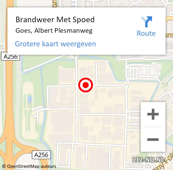 Locatie op kaart van de 112 melding: Brandweer Met Spoed Naar Goes, Albert Plesmanweg op 22 maart 2020 18:30
