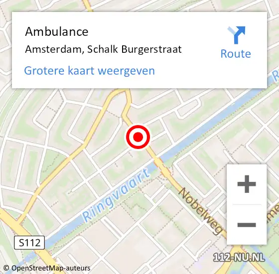 Locatie op kaart van de 112 melding: Ambulance Amsterdam, Schalk Burgerstraat op 22 maart 2020 23:06