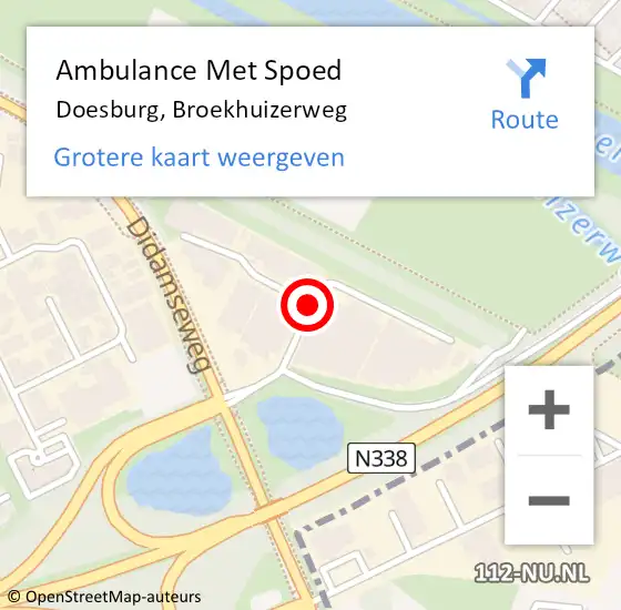 Locatie op kaart van de 112 melding: Ambulance Met Spoed Naar Doesburg, Broekhuizerweg op 23 maart 2020 07:37
