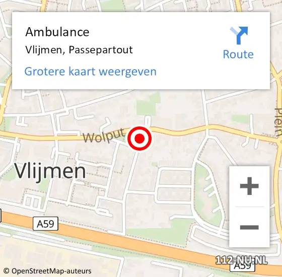 Locatie op kaart van de 112 melding: Ambulance Vlijmen, Passepartout op 23 maart 2020 11:35