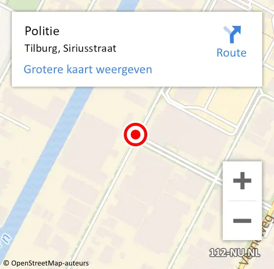 Locatie op kaart van de 112 melding: Politie Tilburg, Siriusstraat op 23 maart 2020 14:30