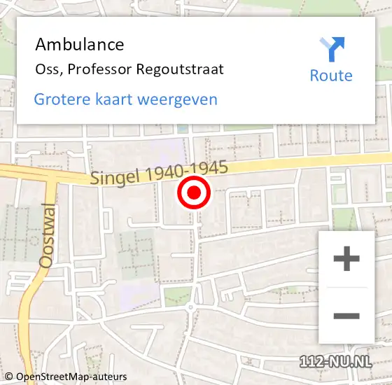 Locatie op kaart van de 112 melding: Ambulance Oss, Professor Regoutstraat op 23 maart 2020 15:15