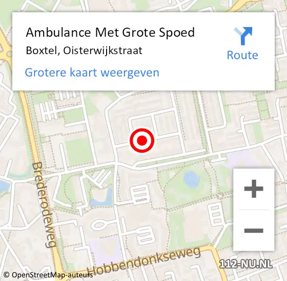 Locatie op kaart van de 112 melding: Ambulance Met Grote Spoed Naar Boxtel, Oisterwijkstraat op 23 maart 2020 15:58