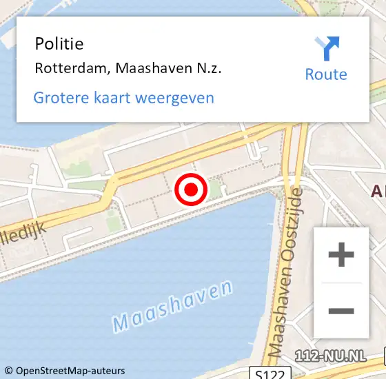 Locatie op kaart van de 112 melding: Politie Rotterdam, Maashaven N.z. op 23 maart 2020 21:24