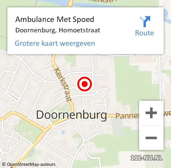 Locatie op kaart van de 112 melding: Ambulance Met Spoed Naar Doornenburg, Homoetstraat op 24 maart 2020 08:14