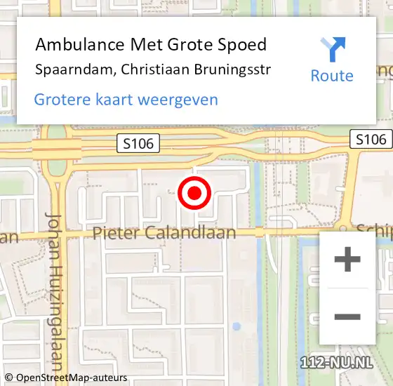 Locatie op kaart van de 112 melding: Ambulance Met Grote Spoed Naar Amsterdam, Christiaan Bruningsstr op 24 maart 2020 10:30