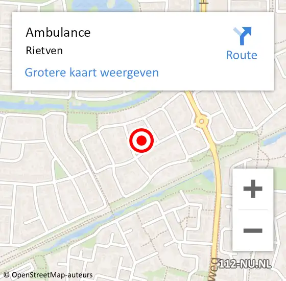 Locatie op kaart van de 112 melding: Ambulance Veghel, Rietven op 24 maart 2020 11:53