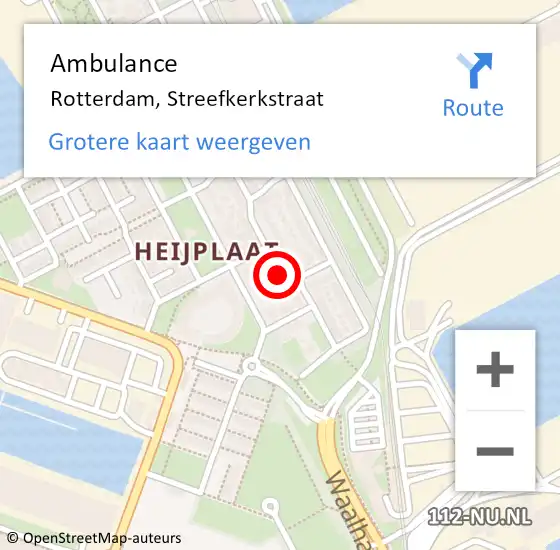 Locatie op kaart van de 112 melding: Ambulance Rotterdam, Streefkerkstraat op 24 maart 2020 13:04