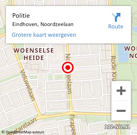 Locatie op kaart van de 112 melding: Politie Eindhoven, Noordzeelaan op 24 maart 2020 14:18
