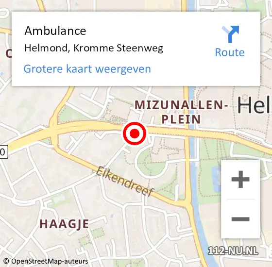 Locatie op kaart van de 112 melding: Ambulance Helmond, Kromme Steenweg op 24 maart 2020 15:01