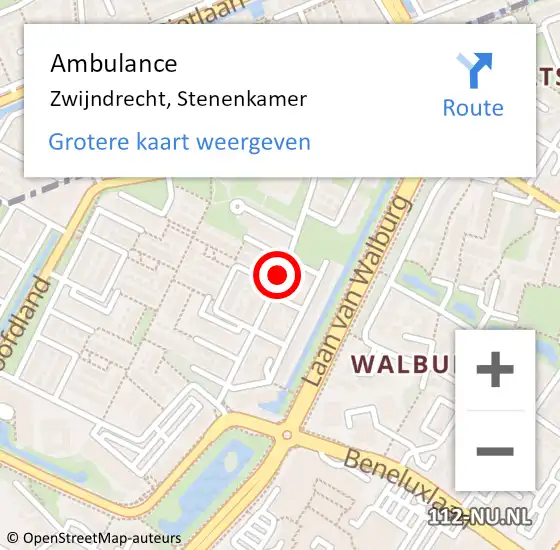 Locatie op kaart van de 112 melding: Ambulance Zwijndrecht, Stenenkamer op 24 maart 2020 15:30