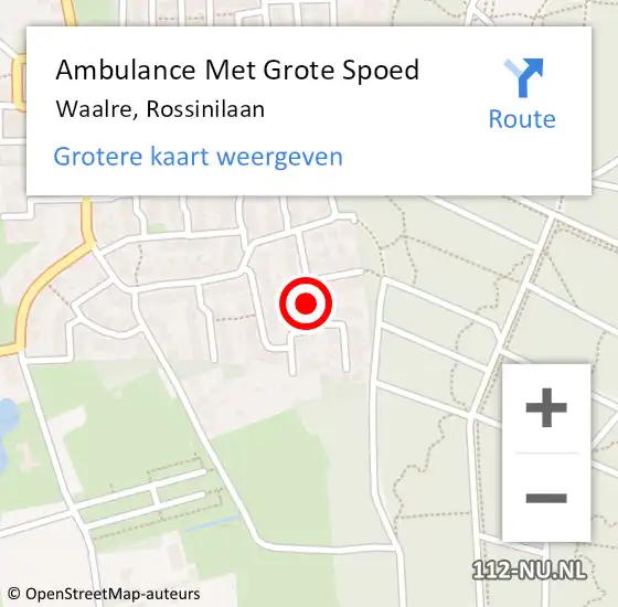 Locatie op kaart van de 112 melding: Ambulance Met Grote Spoed Naar Waalre, Rossinilaan op 24 maart 2020 16:52