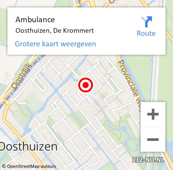 Locatie op kaart van de 112 melding: Ambulance Oosthuizen, De Krommert op 24 maart 2020 17:01