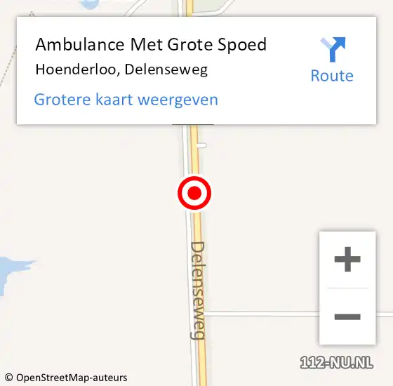 Locatie op kaart van de 112 melding: Ambulance Met Grote Spoed Naar Hoenderloo, Delenseweg op 24 maart 2020 19:32