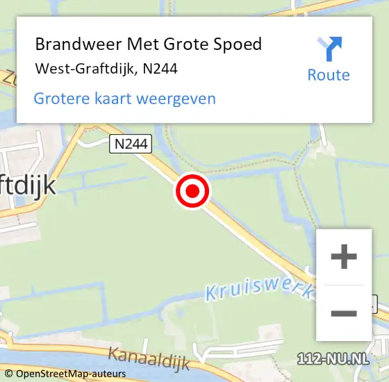 Locatie op kaart van de 112 melding: Brandweer Met Grote Spoed Naar West-Graftdijk, N244 op 24 maart 2020 19:41