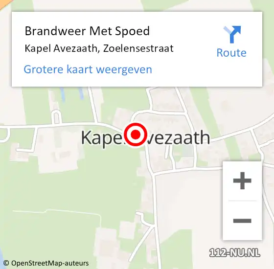 Locatie op kaart van de 112 melding: Brandweer Met Spoed Naar Kapel Avezaath, Zoelensestraat op 25 maart 2020 00:33