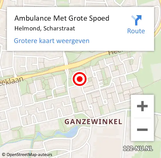 Locatie op kaart van de 112 melding: Ambulance Met Grote Spoed Naar Helmond, Scharstraat op 25 maart 2020 01:06