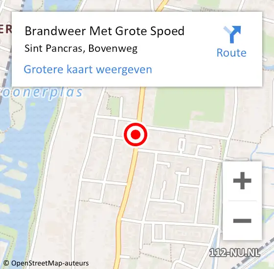Locatie op kaart van de 112 melding: Brandweer Met Grote Spoed Naar Sint Pancras, Bovenweg op 25 maart 2020 09:18