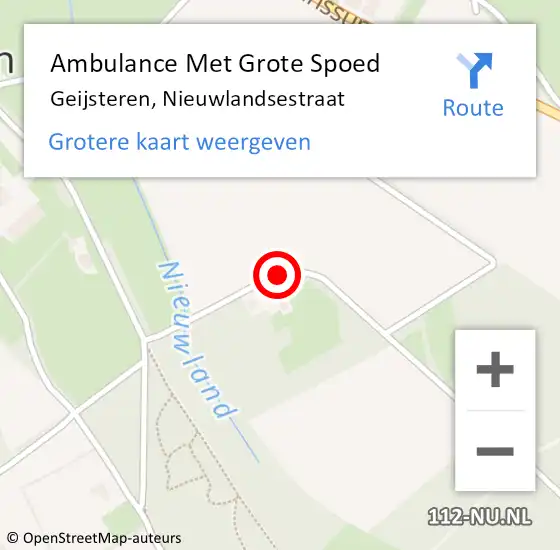 Locatie op kaart van de 112 melding: Ambulance Met Grote Spoed Naar Geijsteren, Nieuwlandsestraat op 25 maart 2020 10:11