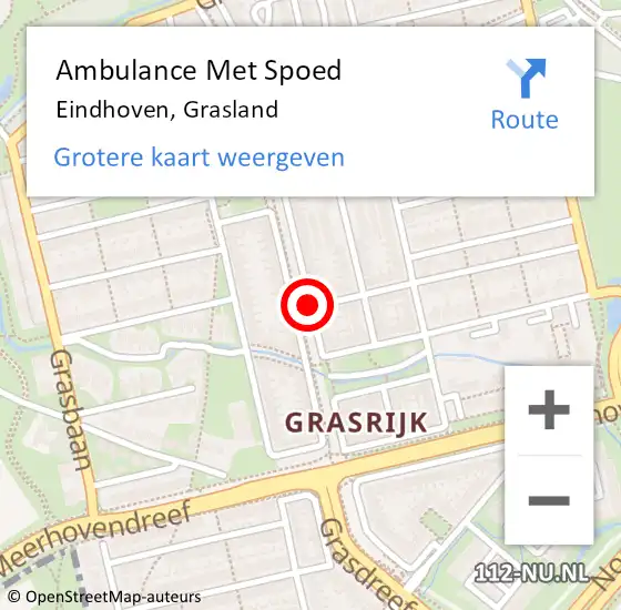 Locatie op kaart van de 112 melding: Ambulance Met Spoed Naar Eindhoven, Grasland op 25 maart 2020 10:19