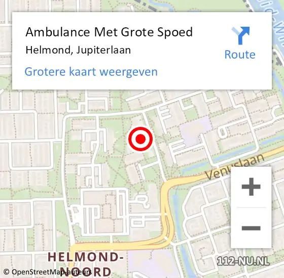 Locatie op kaart van de 112 melding: Ambulance Met Grote Spoed Naar Helmond, Jupiterlaan op 25 maart 2020 11:52