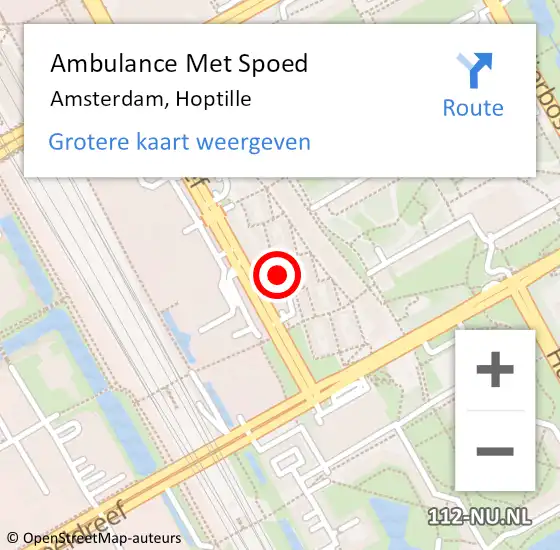 Locatie op kaart van de 112 melding: Ambulance Met Spoed Naar Amsterdam, Hoptille op 25 maart 2020 13:30