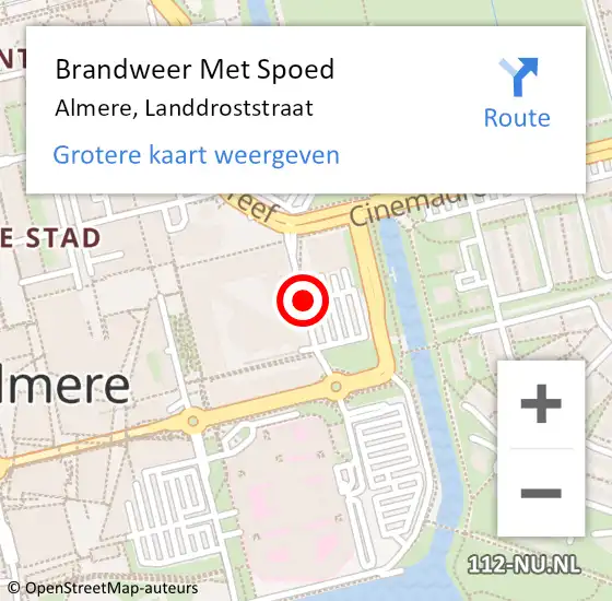 Locatie op kaart van de 112 melding: Brandweer Met Spoed Naar Almere, Landdroststraat op 25 maart 2020 13:49