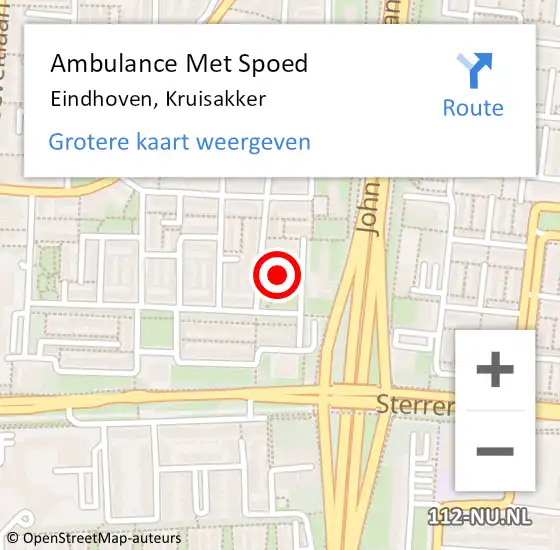 Locatie op kaart van de 112 melding: Ambulance Met Spoed Naar Eindhoven, Kruisakker op 25 maart 2020 14:39