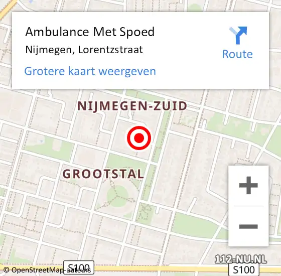 Locatie op kaart van de 112 melding: Ambulance Met Spoed Naar Nijmegen, Lorentzstraat op 25 maart 2020 20:57