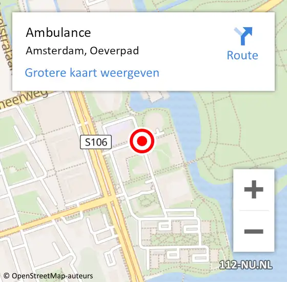 Locatie op kaart van de 112 melding: Ambulance Amsterdam, Oeverpad op 25 maart 2020 23:29