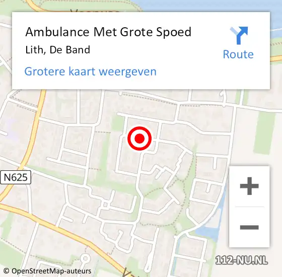 Locatie op kaart van de 112 melding: Ambulance Met Grote Spoed Naar Lith, De Band op 25 maart 2020 23:39