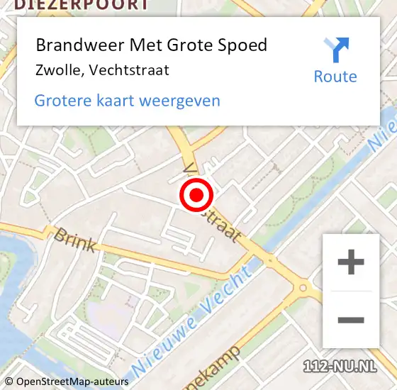 Locatie op kaart van de 112 melding: Brandweer Met Grote Spoed Naar Zwolle, Vechtstraat op 26 maart 2020 02:18
